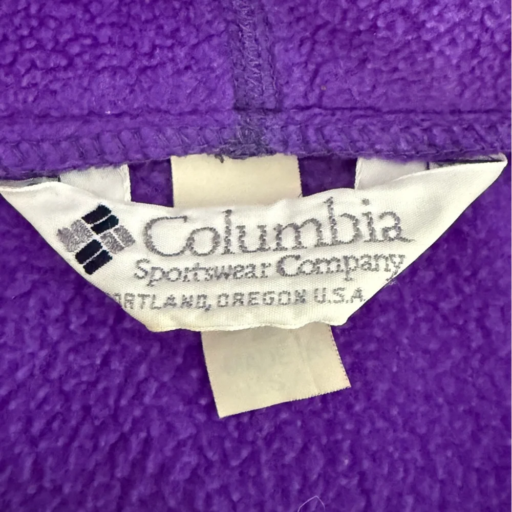 Vintage Columbia 90s Fleece Full Zip Sweater Jacket Made in USA Purple XL Tall